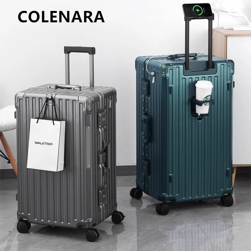 COLENARA 20"24"26"28"30"32 Inch Rolling Luggage High Quality Suitcase Aluminum Frame Boarding Box Large Capacity Trolley Case
