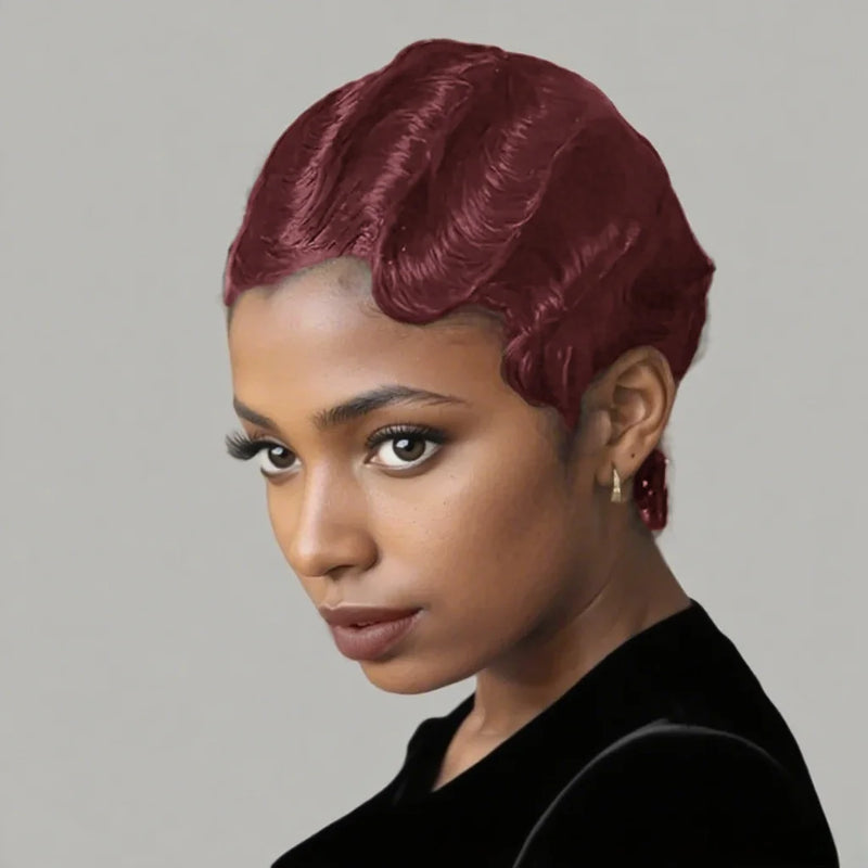 613 Blonde Pixie Cut Wig Short Finger Wave Human Hair Full Machine Made for Women Natural-Looking
