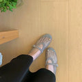 Round Head Hollow Out Women Shoes Fashion Crystal Cover Heels Ballet FlatsSummer Buckle Strap Sandals