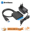 USB 3.0 to SATA Cable SATA III Hard Drive Adapter Converter for 2.5" 3.5" SSD HDD Hard Drive Disk with 12V/2A Power Adapter