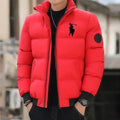 New Autumn Winter Men's Casual Down Jacket Outdoor Fashionable Stand Collar Short Warm Printed Zipper Coat Streetwear Parkas