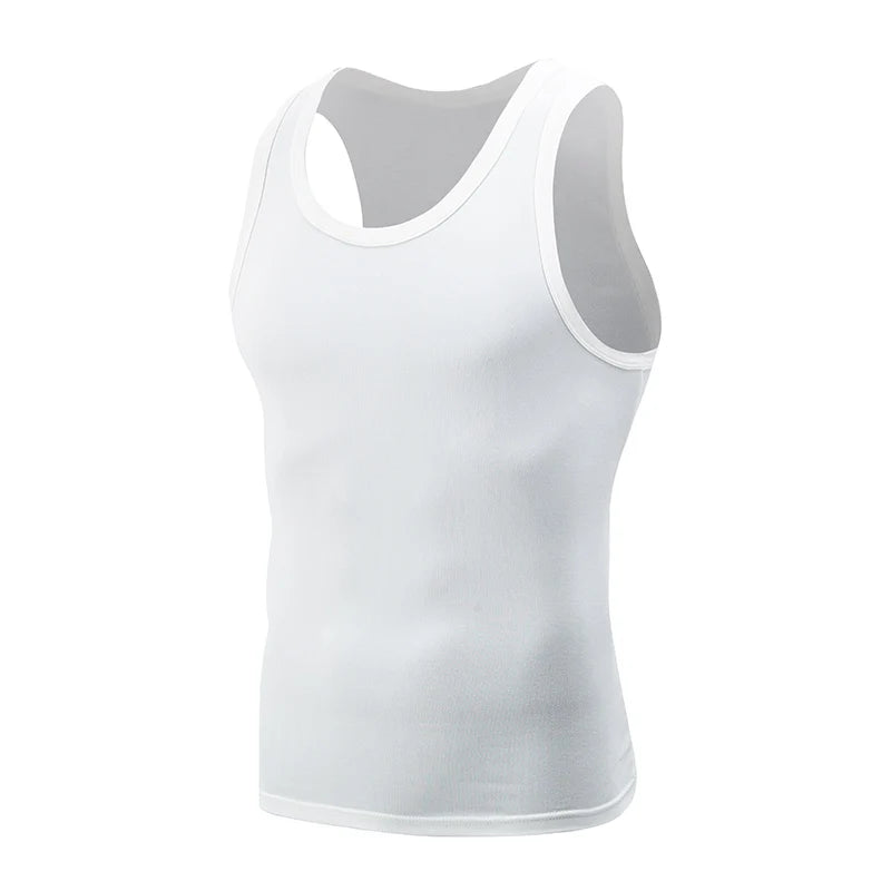 1/3/5 Pcs Men's Solid Color Simple Fashion Fitness Vest Plus Size Youth Sports Physical Education Class Sleeveless T-shirt Tight