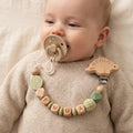 Personalized Name Pacifier Clip Silicone Wooden Dinosaur Baby Teether Holder BPA Free Custom Soother Chain Handmade Dummy Clip