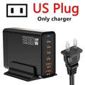 200W Desktop USB C Quick Charger GaN PD Fast Charger 6 Port Mobile Charging Adapter For Laptop iPhone 17 16 15 Samsung Xiaomi