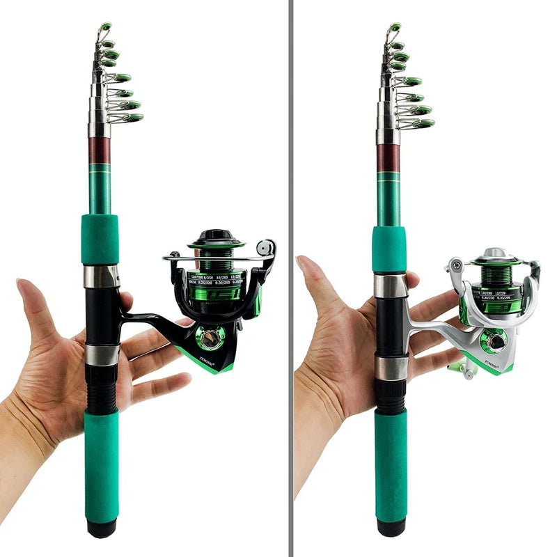 Super Hard Sea Fishing Rod Set Portable Saltwater Travel Pole Set Brake Drag 6Kg Spinning Reel for Bass Pike Pesca 2.1-3.6m