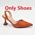 New Arrival Nigeria Women Designer Shoes and Bags Decorated with Rhinestone Wedding Italian Shoes Bag Set Pumps Women Luxury