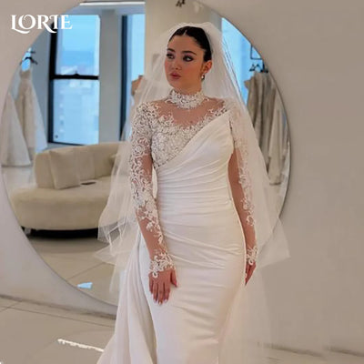 LORIE Lace Beach Wedding Dresses 3D Floral Applique | SAMAG