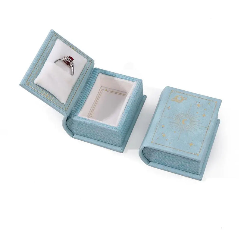 Flip Cover Book Shaped Jewelry Display Box Simple Earrings Ring Necklace Pendant Storage Box Portable Travel Jewelry Holder
