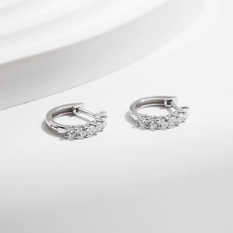 MODIAN D Color Moissanite Small Hoop Earrings 925 Sterling Silver Hollow Sparkling Ear Buckles For Women Wedding Fine Jewelry