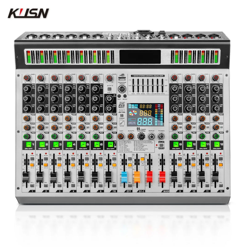 12 Channel 99 DSP Digital Mixer Professional Powered Audio Mixing Console Power Soundcraft Sound Mixer with Bluetooth USB
