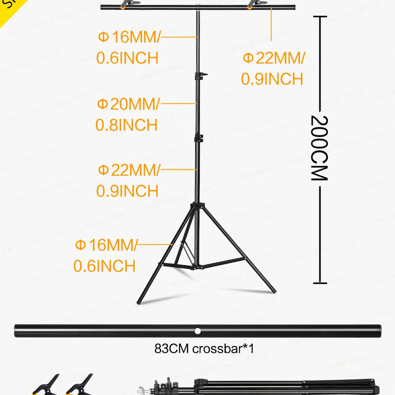 Photography T-Shape Backdrop Background Stand Frame Support System Kit For Photo Studio Video Chroma Key Green Screen With Stand