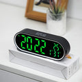 Digital Alarm Clock TEMP Date Week 2 Alarms Night Mode Snooze 12/24H Anti-disturb Voice Control Rechargeable LED Mirror Clock