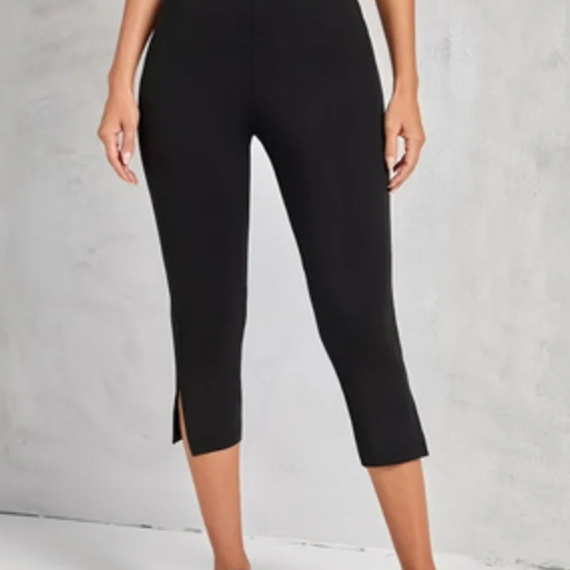 Women's Fashion Black High - Waisted Split Seven - Eighth - View 6 | SAMAG