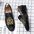 New Men's Suede Soft Penny Loafers Embroidered Design Flat Slip-On Formal Men's Velvet Loafer Dress Shoes Big Size 38~45 Zapatos