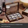 Walnut wood color jewelry box; exquisite wooden ring box, earrings, studs, necklace, trinkets multi-compartment storage box