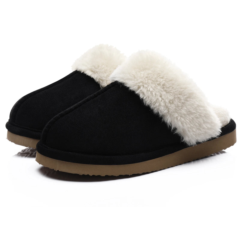 Comwarm Winter Fluffy Fur Slippers for Women Warm New Home Slippers Faux Fur House Mules Shoes Indoor Bedroom Comfy Fuzzy Slides