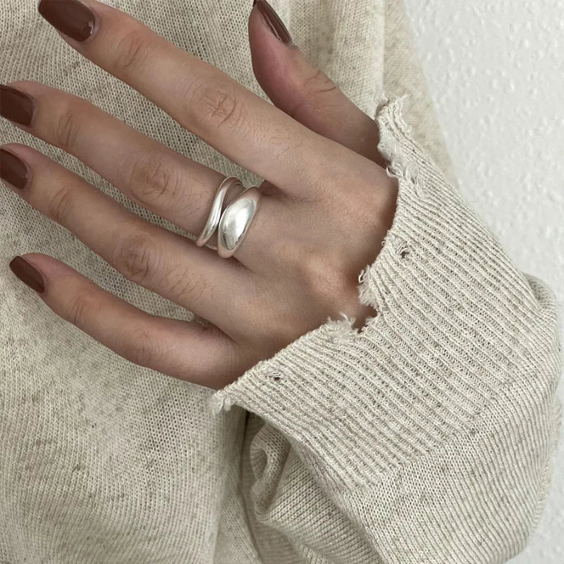 VENTFILLE 925 Sterling Silver Irregular Ring for Women Geometry Versatile Minimalism  Accessories Jewelry Gift Dropshipping