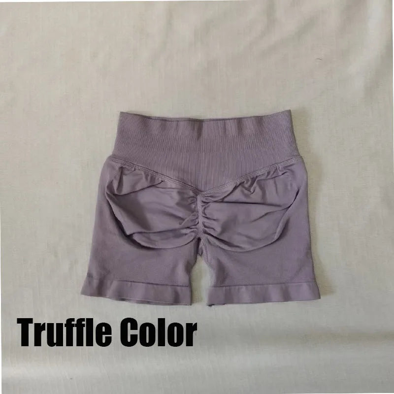 DF L0G0 Women Impact High Waist Seamless Hip Lifting Shorts Elastic Breathable Fitness Yoga Running Workout Shorts