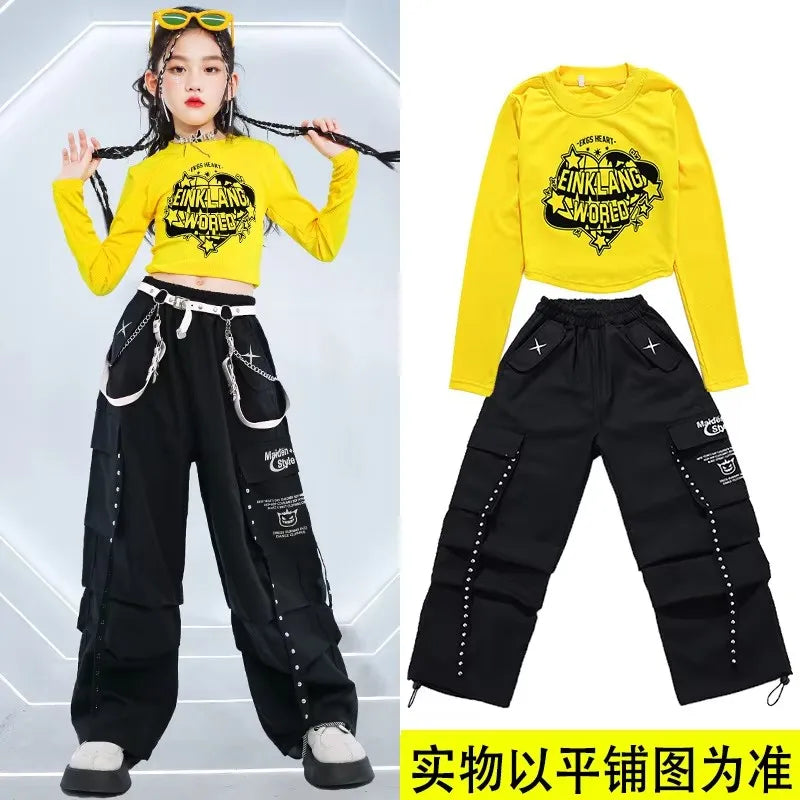 Hip Hop Kids Cool Crop Top K - pop Street Dance Cargo Pants - View 7 | SAMAG