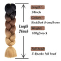 Tereshar 1Pcs 24inch 100g Synthetic Braiding Hair Extensions Jumbo Braiding Hair Twist Crochet Braids Hair for Women