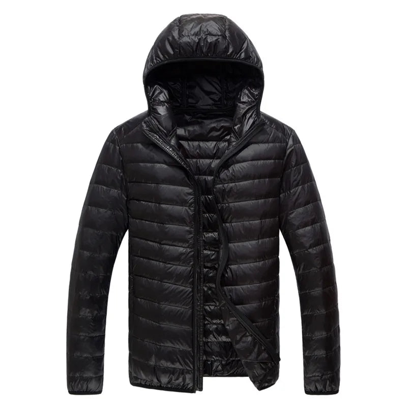 2026 Men Black Hooded Coat, Blue Zipper Control Winter Down Jacket, Green Lightweight Design Parkas Jaqueta, Asian Size M-5XL