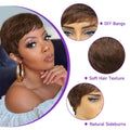 Short Pixie Cut Wig Layered Chocolate Brown Cut  Human Hair Wig 4# Straight Hair Pixie Wigs with Bangs Full Machine Duby Wig