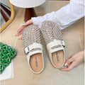 2026 New Comfortable Rhinestone Flat Mules Slip-On Breathable Non-Slip Soft Sole Cushioned Arch Support Daily Wear Women