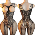 Sling Halter Neck Baby Dolls Underwear Fishnet Hollow Bodystockings Sexy Lingerie Women Cross Legged Crotchless Babydolls Dress