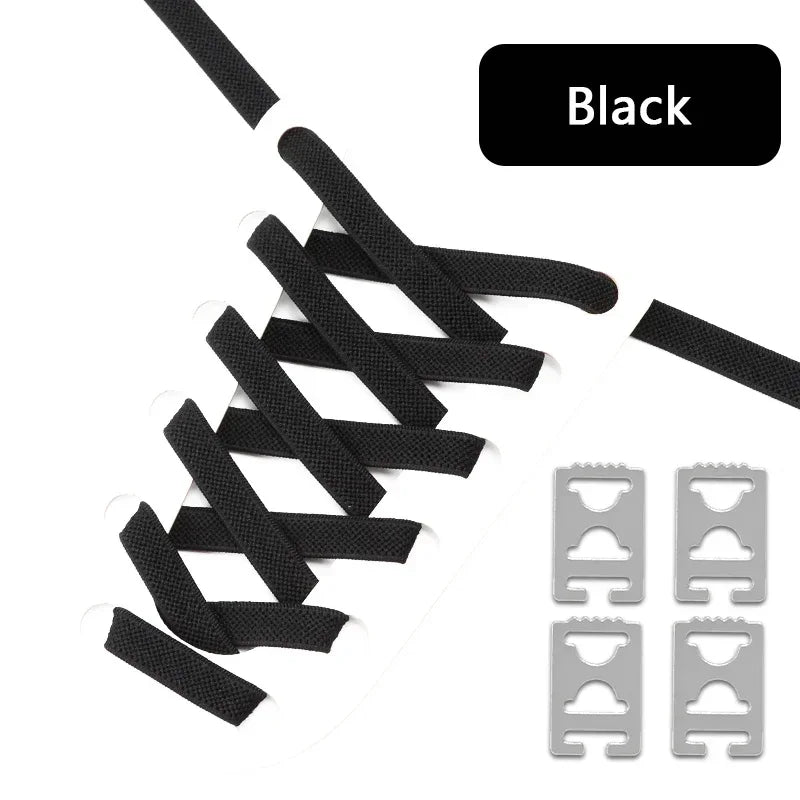 Elastic Shoelaces Without Ties Flat Shoe Laces for Sneakers Metal Buckle Lock Lazy Shoelace Mesh Precision Weaving Shoestrings