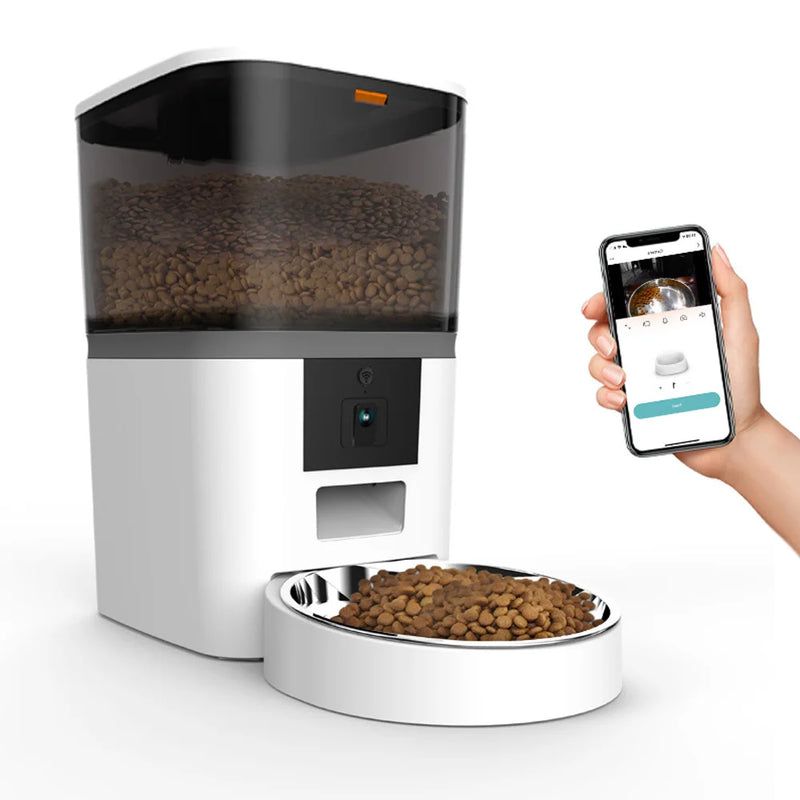 4L Automatic Cat Feeder Smart Pet Feeder For Cats Small Dogs Food Dispenser With Camera Recorder Timing Quantitative Double Bowl