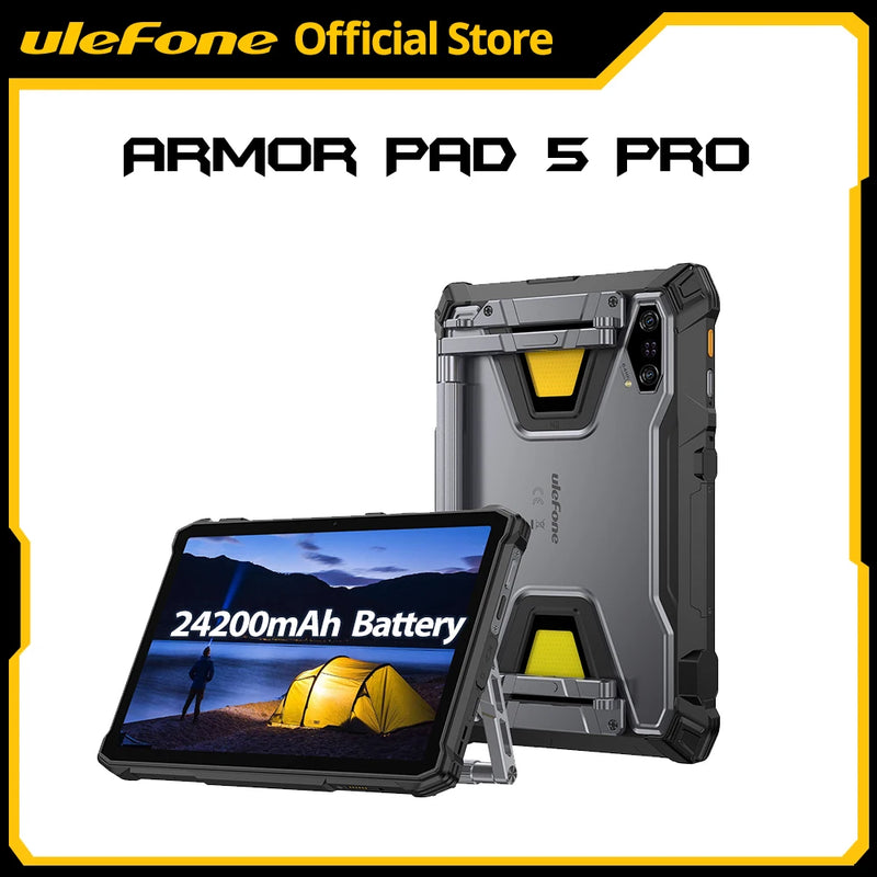 Ulefone Armor Pad 5 Pro 5G Rugged Tablet 24200mAh Android 15 Tablet 12GB+20GB RAM, 512GB ROM 64MP 120W GPS NFC
