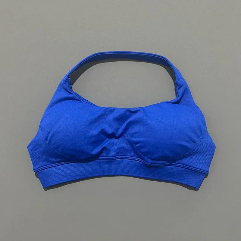 Sports Bra Women Seamless Yoga Halter Bra Top High Support Open Back Bra Fitness Push-up Activewear Workout Gym Underwear