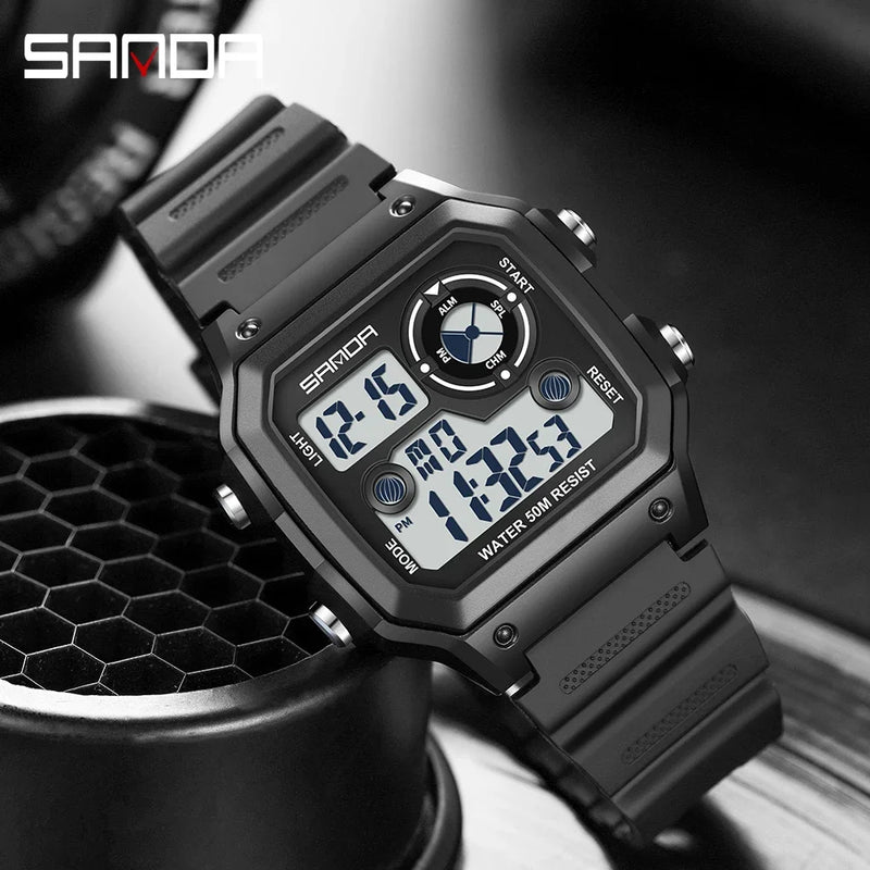 2026 SANDA 418 New Outdoor Sports Watch Men's Waterproof Countdown Digital Watch Military Men's Electronic Watch