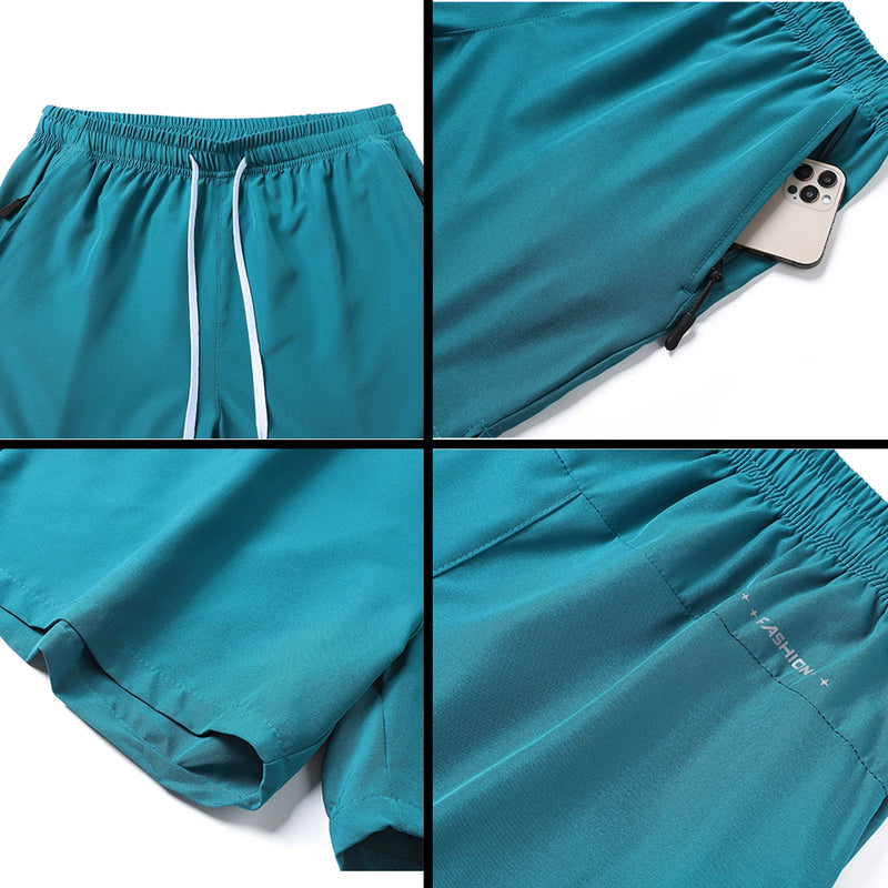 Men's Quick Dry Running Shorts with Drawstring and Zip Pockets - Ideal for Athletic Workouts and Gym - View 4 | SAMAG