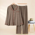 Sleepwear Summer Male Pajamas Set Man Pure Cotton Men's Pajama Set Long Sleeves Long Pants Home Wear Outside 2pcs Lounge