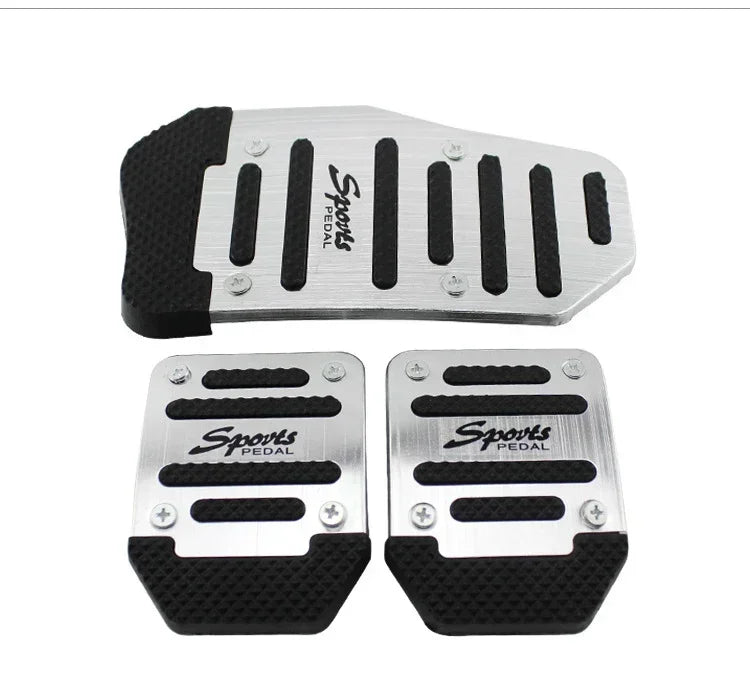 Aluminum Car Pedal Cover Set  Automatic Manual Transmission Gas Foot Covers in Red Silvery, Blue - Stylish Auto Interior