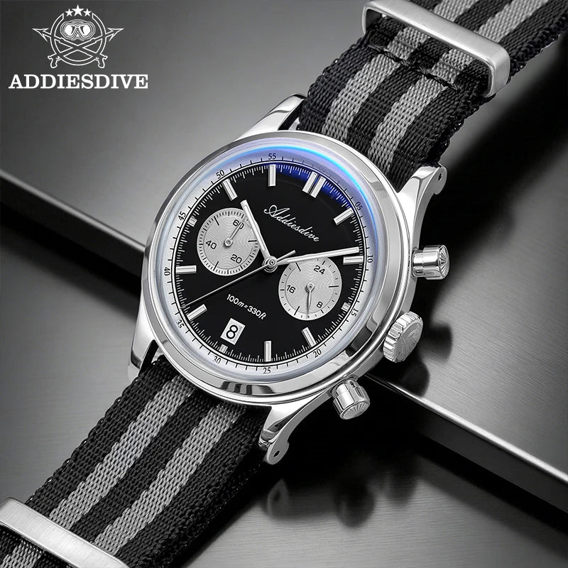 ADDIESDIVE Top Brand Men's Watch 10Bar Waterproof Bubble Mirror Glass Quartz Watches BGW9 Luminous Chronograph Diving Wristwatch