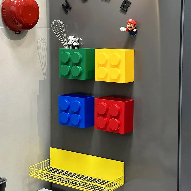 Magnetic wall-mounted narrow-edge kitchen straw, cling film storage box, refrigerator side storage rack