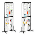 Grid Wall Panels Display Stand - Display Rack with 15 Hooks for Vendor Events Art Display Panels Heavy Duty Floor Standing