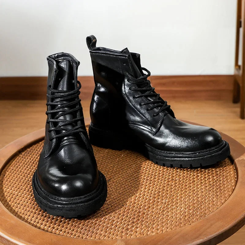 Goodyear welted Heavy Industry Horse Leather Retro  Boots High Top leather sole couple designer women Boots