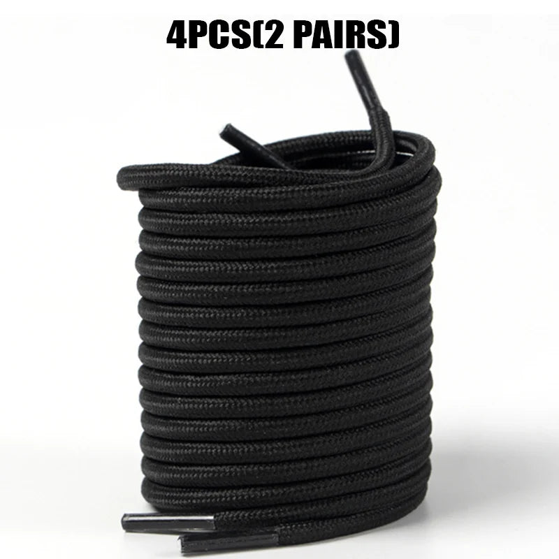 4 Pcs(2 Pairs) Round Shoelaces 4mm for Sneakers Boots, Durable Anti-Slip Sports Laces, 80-160cm Solid Colors Replacement