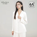 2025 Summer New 100% Mulberry Silk Long-Sleeve Long Pants 2PCS Sets Women's Pajama Set European  American Style Loungewear
