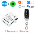 Tuya WiFi RF Switch DC 12V 24V 2Channels Dry Contact Relay Wireless Remote Control Transmitter 50m work with Google Assist,Alexa