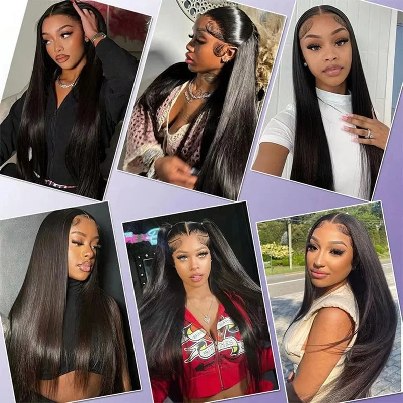Wear And Go HD Lace Front Wigs 13x6 Straight Human Hair Wig Brazilian 42 Inch Transparent 5X5 Gluless Wigs With Natural Hairline