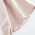 Women 100% Pure Mulberry Silk Charmeuse Silk V Neck Pajama Set Casual Loose Sleepwear Nightwear L XL SQ001