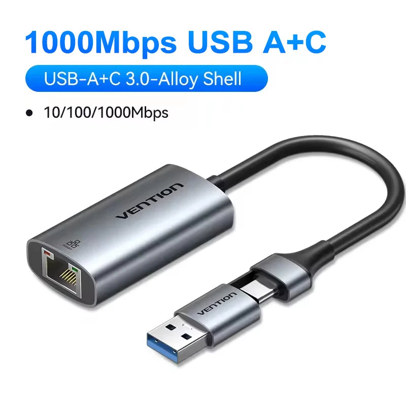 Vention USB A C 2.5G Ethernet Adapter 3.0 2500/1000 Mbps Network Card for MacBook iPad Lan RJ45 for PC - Visuel 10 | SAMAG