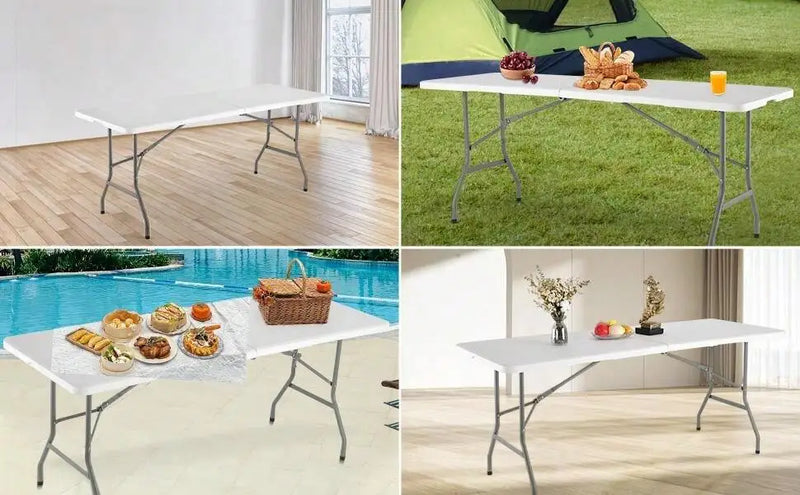 4FT/6FT Plastic Folding Table, Shooting Table, HDPE Portable Picnic Table Outdoor, For Camping, Party, Wedding, Picnic