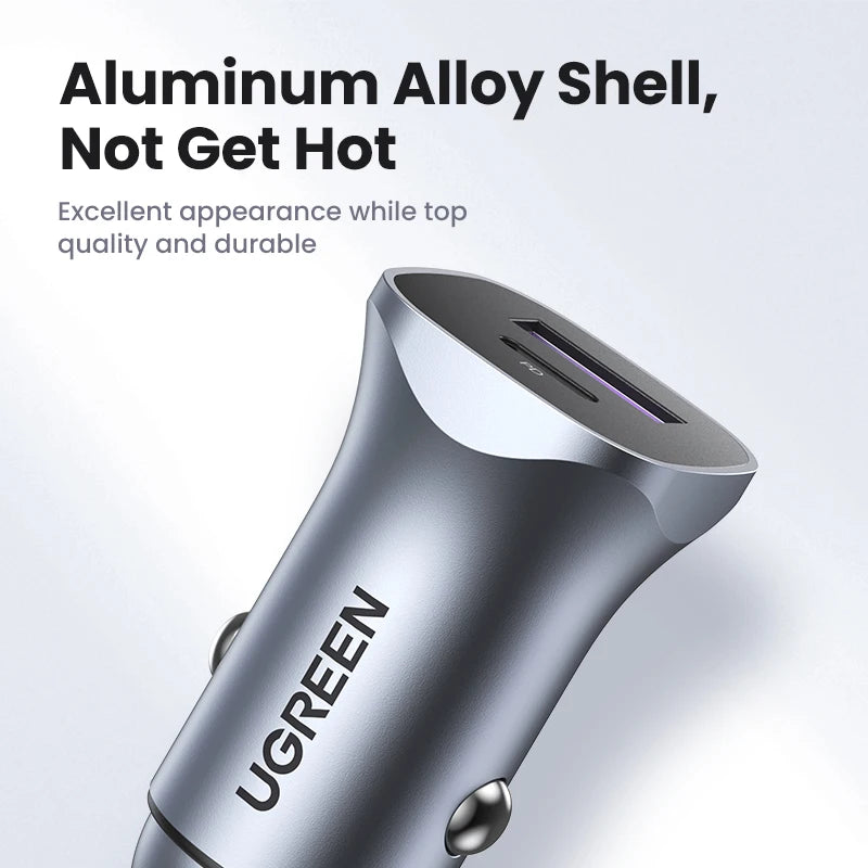 UGREEN 30W Car Charger USB Type C Fast Charger QC 4.0 3.0 PD 20W Quick Charging for iPhone 15 14 13 Xiaomi Mobile Phone Charger