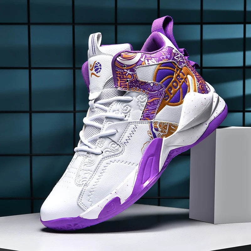 Men's High Top Basketball Shoes Thick Bottom Anti Slip Sneakers Casual Comfortable Outdoor Athletic Training Unisex Sports Shoes
