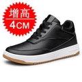 Men's Invisible Height Increasing Elevator Shoes 6cm 8cm 10cm Pure White Light-Weight Lace-up Genuine Leather Sporty Sneakers